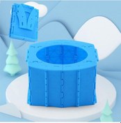 Resim Mavi Açık Seyahat Katlanır Tuvalet Taşınabilir Mobil Koltuk Kamp Yürüyüş 10 Çöp Torbası İle Mavi 