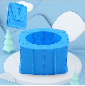 Resim Mavi Açık Seyahat Katlanır Tuvalet Taşınabilir Mobil Koltuk Kamp Yürüyüş 10 Çöp Torbası İle Mavi 