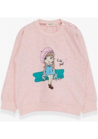 Resim Breeze Kız Çocuk Sweatshirt Sevimli Kız Baskılı 1.5-5 Yaş, Somon Melanj-somon Melanj Somon Melanj 