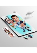 Resim Kişiye Özel Evleniyoruz Karikatür 104 Parça Ahşap Puzzle - 4 