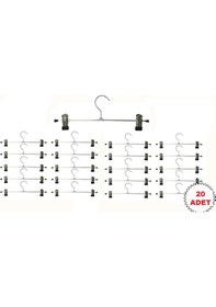 Resim Mandallı Metal Pantolon - Etek - Elbise Askısı 20 Adet Metalik 