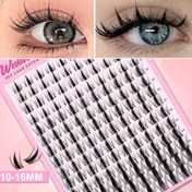 Resim Peri Kirpik Kümeleri, Kedi Gözü Bireysel Kümeli Uzatmalar Geniş Aralıklı Kirpik Kümeleri Islak Görünüm Manga DIY Kirpik Uzantıları Gizli Kirpik Bandıyla (10-16mm) 