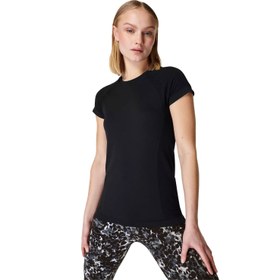 Resim Sweaty Betty Athlete Seamless Workout T-shirt Kadın Siyah Fitness Tişört 