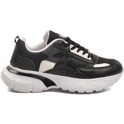 Resim Aspor Siyah Beyaz Kalın Taban Bağcıklı Kadın Spor Ayakkabı Çok Renkli 