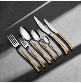 Resim Elegance Altın Saten 84 Parça Deri Kutulu Çatal Kaşık Bıçak Takım 