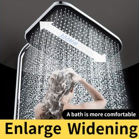 Resim 1 adet Banyo Yüksek Basınçlı Duş Başlığı, Gümüş Kaplama/Siyah Kare Duş Başlığı, Günlük Sabit Duş Spreyi Banyo, Banyo Aksesuarları, Duş Başlığı 