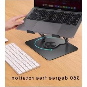 Resim Hakay Katlanabilir Taşınabilir Laptop Standı - 360 Derece Döner Taban, Koyu Gri 