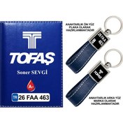 Resim Plakanıza Özel Tofaş Logolu Lacivert Ruhsat Kabı Ve Anahtarlık 