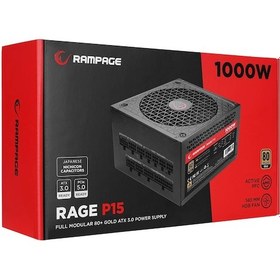 Resim Rampage RAGE P15 1000W 80+ Gold APFC HDB Fan ATX3. Güç Kaynağı 