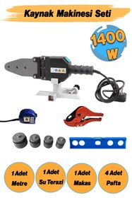 Resim Badem10 Kaynak Makinesi 1400 W PPRC Pvc Plastik Boru Makası Terazi Pafta Metre Seti 40 mm 32 mm 25 mm 20 mm 