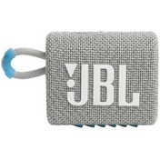 Resim JBL Go 3 Eco with eco-friendly recycled materials and packaging, Wireless Portable Bluetooth Speaker, Pro Sound, Vibrant Colors with Rugged Fabric Design, Waterproof, Type C (Without Mic.), Eco White 