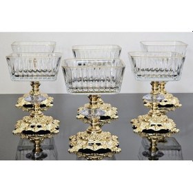 Resim Atabey Home 6'li Frezya Kare Gold Kase Döküm Ayakli Dondurmalik & Şekerlik & Sunumluk & Çerezlik 