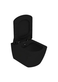 Resim Creavit Elegant Kömür Karası Kanalsız Asma Klozet Eg321, Creavit Elegant Duroplast Yavaş Kapak Siyah 