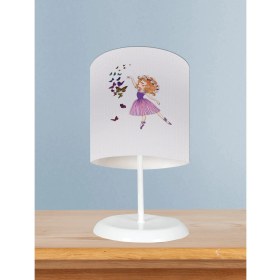 Resim Mekta Home Bebek ve Çocuk Odası Kelebekli Prenses Kız Desenli Abajur 