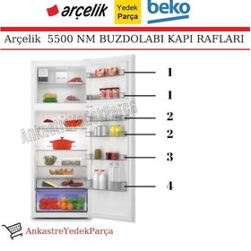 Resim Arçelik Uyumlu 5500 Nm Buzdolabı Kapı Raf Şişe Kavanoz Yumurta Rafı - 380247489 