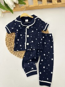 Resim Bebek Siyah Minik Yıldız Desenli Pijama Takımı 