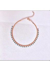 Resim Gümüş Rose Bronz Renk Turkuaz Taşlı Halhal Turkuaz 