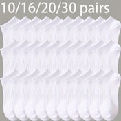 Resim 10/16/20/30 Çift Unisex Beyaz Ayak Bileği Çorapları - Yumuşak, Nefes Alabilir, Her Mevsim İçin Düşük Kesim Tasarım Erkek ve Kadınlar için, Sevimli Çoraplar, Günlük Kullanım Çorapları, Ayak Bileği Uzunluğu Çoraplar, Rahat Giyim 