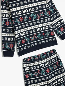 Resim Koton Yılbaşı Baskılı Pijama Takımı Pamuklu Lacivert Desenli 5wlm40032mk Lacivert Desenli Lacivert 