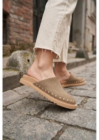 Resim Fox Shoes Y918132902 Vizon Süet Önü Kapalı Sabo Terlik 