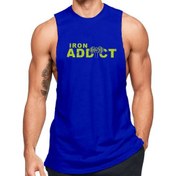 Resim Black İstanbul Mavi Erkek Regular Fit -Iron Addict- Baskılı Bisiklet Yaka Kolsuz T-Shirt 