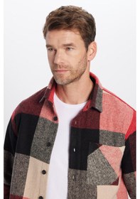 Resim Tudors Erkek Relax Fit Rahat Kesim Tek Cepli Kareli Kışlık Oduncu Gömlek-32467 Çok Renkli 