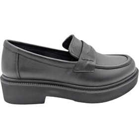 Resim Tabya - 1010 | Kadın Hakiki Deri Ortopedik Kalın Taban Oxford Ayakkabı - Siyah - 38 