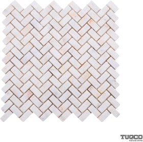 Resim Tuqco Doğaltaş Fileli Herringbone Golden Eskitme Mermer Mozaik 