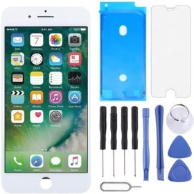 Resim iPhone 8 Plus Uyumlu Lcd Ekran Dokunmatik Beyaz Sıvı Koruma bandı ve kırılmaz cam 