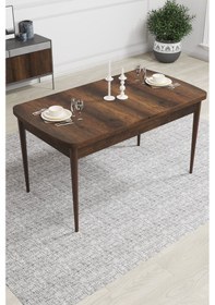 Resim Canisa Concept Zen Serisi 80x132 Mdf Açılabilir Barok Ahşap Desen Masa Takımı 4 Lacivert Sandalye Ve 1 Bench Barok Masa Sandalye Ve Bench Lacivert 