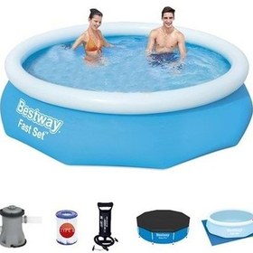 Resim Büyük Şişme Havuz Seti 305x66 Cm Bw525 Çok Renkli 