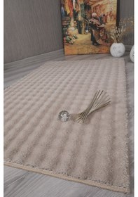 Resim Dekoratif Bubble Uzun Tüylü Yumuşak Puffy Peluş Kaymaz Yıkanabilir Salon Koridor Halı Yolluk Bej 