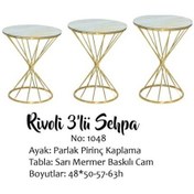 Resim Zigon Brc Rivoli Model Beyaz Mermer Metal Transmisyon Gold Kaplama Ayak El Yapım 