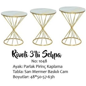 Resim Zigon Brc Rivoli Model Beyaz Mermer Metal Transmisyon Gold Kaplama Ayak El Yapım 