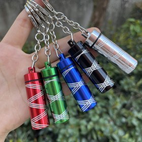 Resim Anahtarlık ile 1 adet Alüminyum Alaşımlı Tıbbi Şişe, Taşınabilir Kapalı Depolama Kabı, Metal Kapak ve Kaşık, Gıda ile Temas Yapmayan, Karışık Renkler, Her Zaman ve Her Yerde Kullanıma ve Günlük Doluma İçin Uygun 