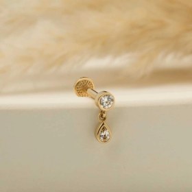 Resim Cherry By Özkonak Damla Taşlı Sallantılı Minimal Tragus Piercing Sarı 