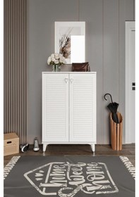 Resim Panjurlu Ayakkabılık Çok Amaçlı Dolap Mutfak Kiler Balkon Beyaz Gümüş Beyaz 