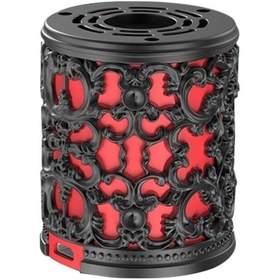 Resim Taşınabilir Hıfı Ses Kalitesine Sahip Retro Bluetooth Hoparlör, Kabartma Desenli Siyah Tasarım 