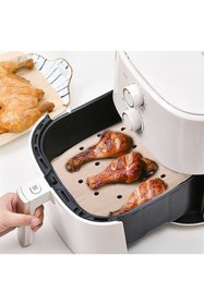 Resim Go İthalat 50 Adet Air Fryer Pişirme Kağıdı Tek Kullanımlık Hava Fritöz Yapışmaz Yağlı Kağıt Delikli Model 