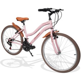Resim SARİSSA BİSİKLET Sarissa Vintage 24" Jant 21 Vites Çelik Kadro V Fren Unisex Şehir Bisikleti Pembe Kahverengi Lastik 