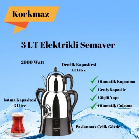 Resim Korkmaz Çaykolik 3 Lt Elektrikli Semaver 