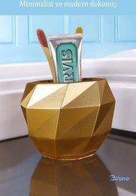 Resim Evene Diş Fırçalığı Diş Fırçalık Diş Fırçası Standı Diş Fırçası Tutucu Altın Renk Model 20, e.dismodel20 