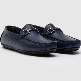 Resim Hakiki Deri Mavi Tokalı Erkek Loafer - 43 