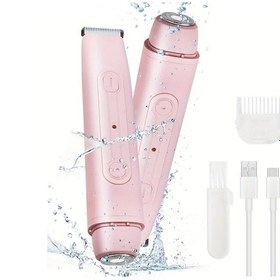 Resim Honeybeeshop Pembe 2si 1 Arada Kadın Elektrikli Tıraş Makinesi Islak Kuru Kullanım Şarj Edilebilir 