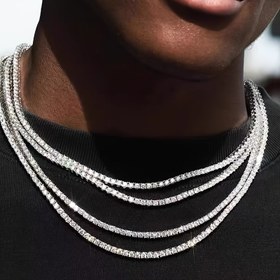 Resim Elegant Paslanmaz Çelik Sentetik Zirkon Mozaik Kolye, 4mm, Erkek, Kadın, Çift, Günlük, Parti, Tatil 