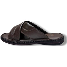 Resim Cakgo 170-26 Hakiki Deri Ultra Soft Çapraz Bant Anatomik Erkek Terlik 40-47 Kahverengi 