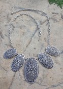 Resim Stoneage Hint Gümüşü Oval Spor Oval Bohem Kadın Gerdanlık Kolye T Sarı 