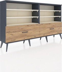 Resim Arges Konsol 6 Raflı 2 Çekmeceli 176x30x99 Antrasit-aytaşı/çam Antrasit-aytaşı/çam 