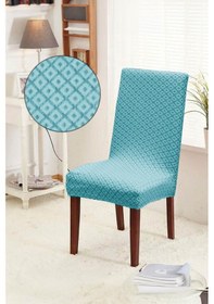 Resim Baklava Desen Sandalye Kılıfı Yıkanabilir Likralı Esnek Lastikli Sandalye Örtü Mint Yeşili 