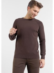 Resim İmza Kahverengi Bisiklet Yaka Uzun Kol Cepsiz Standart Fit Kazak Pamuk Triko 1012260150 2XL 